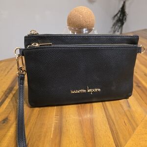 Nanette Lepore Black Faux-Leather Wristlet